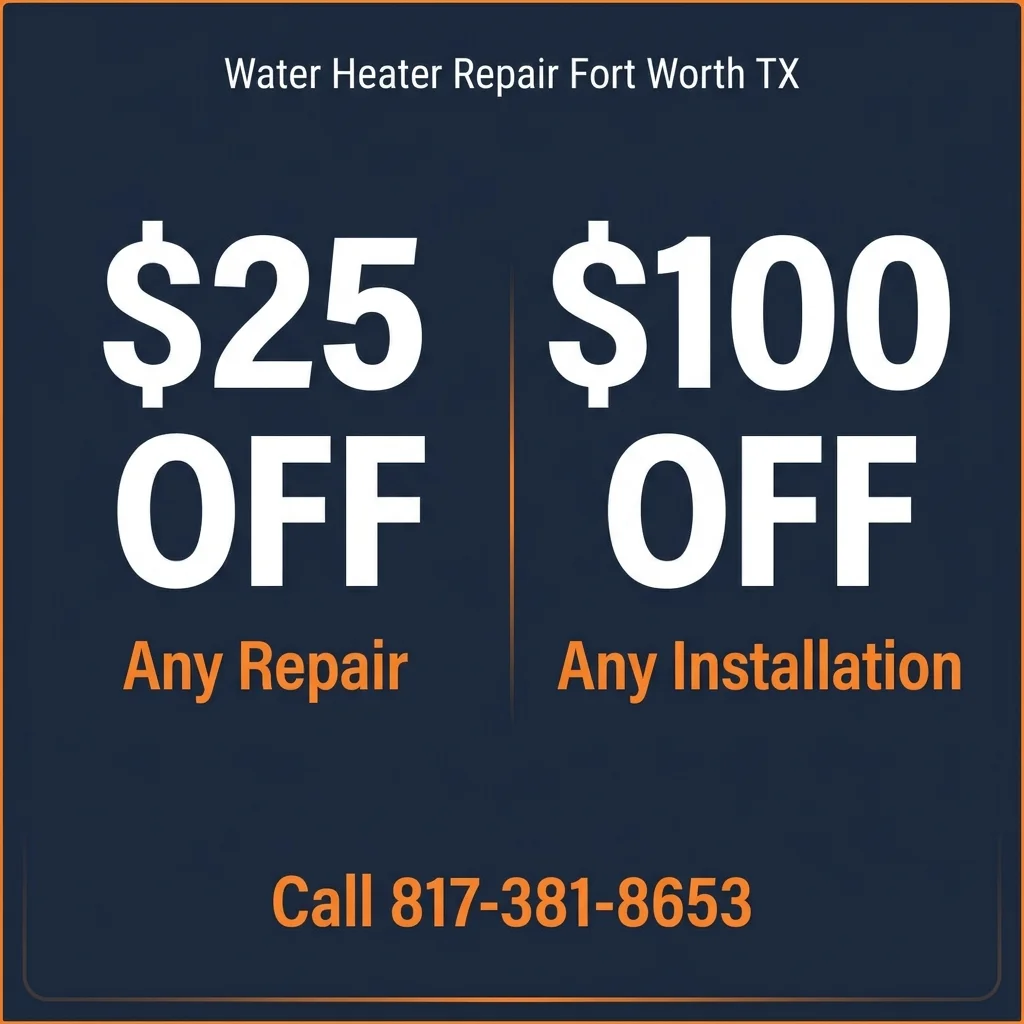 Water Heater Repair discount coupon - $25 OFF Repair & $100 OFF Installation